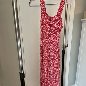 Red floral maxi dress